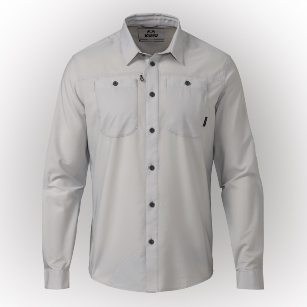 KUIU Men's Borrego Button-Up Shirt in Lunar Gray